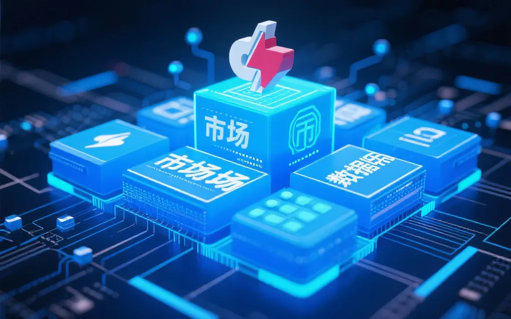 大数据分析下的彩票市场结构，科技感强，蓝色基调